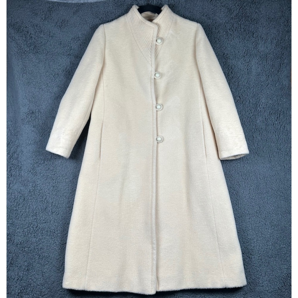 Vintage Domino New York Forstmann Wool Swing Coat White Cream Old Money USA Made
